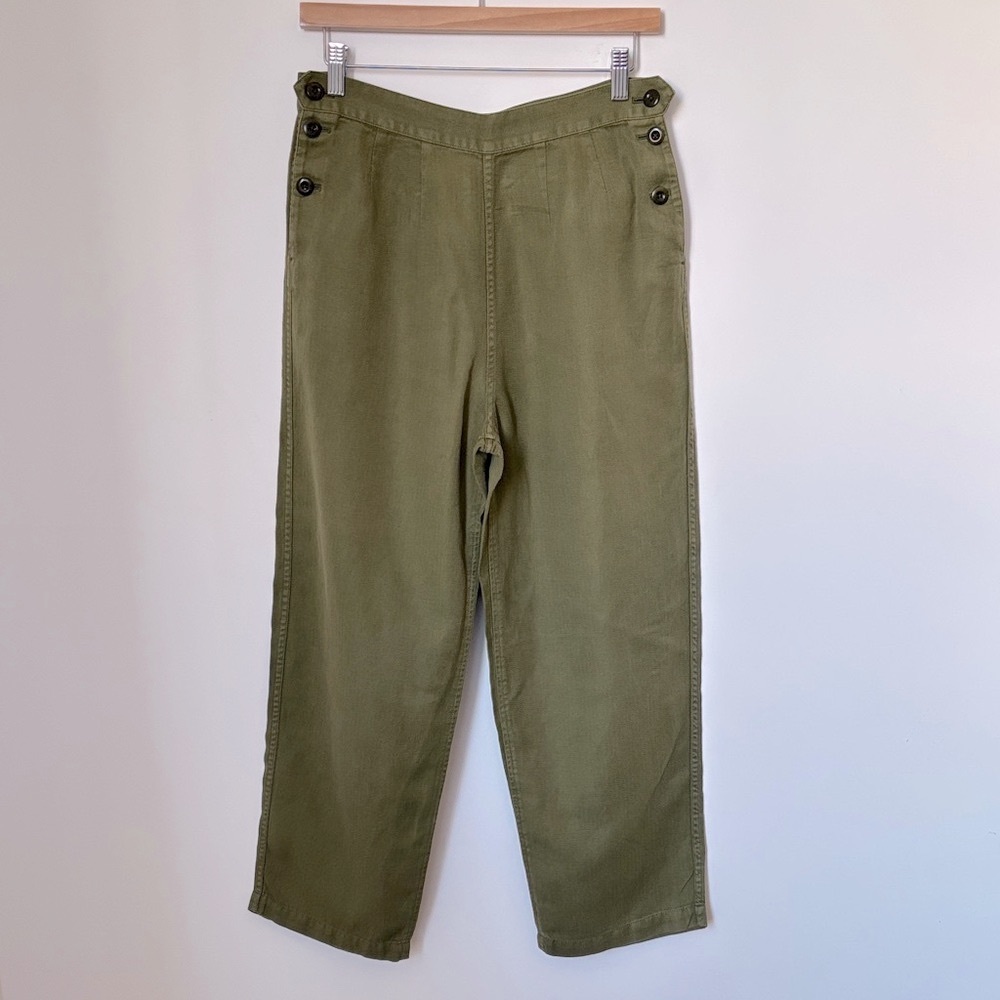Outerknown Olive Green High-Rise Straight Leg Pants